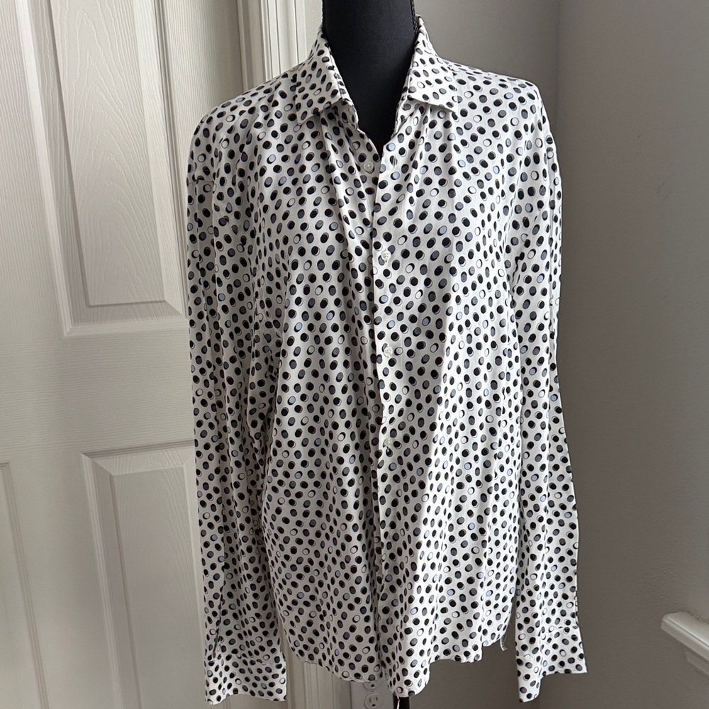 Zara Slim Fit Dotted Button-Up Dress Shirt